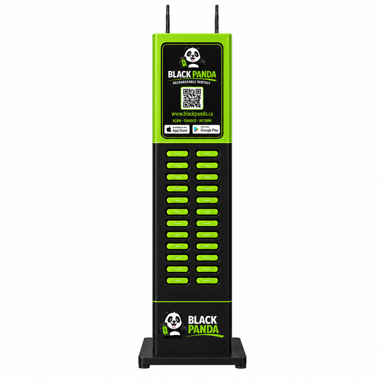 Black Panda 24-slot charging station on a white background