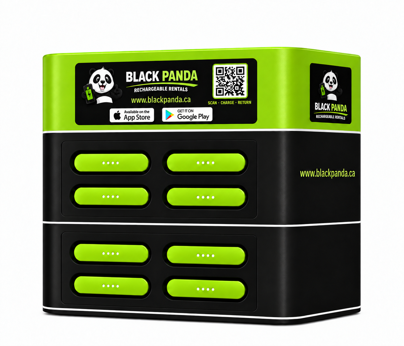 Black Panda branded 8-slot charging station