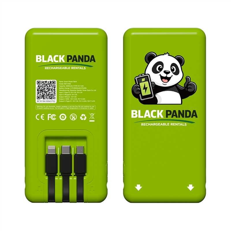 Front and back of a Black Panda BST-0156 portable power bank