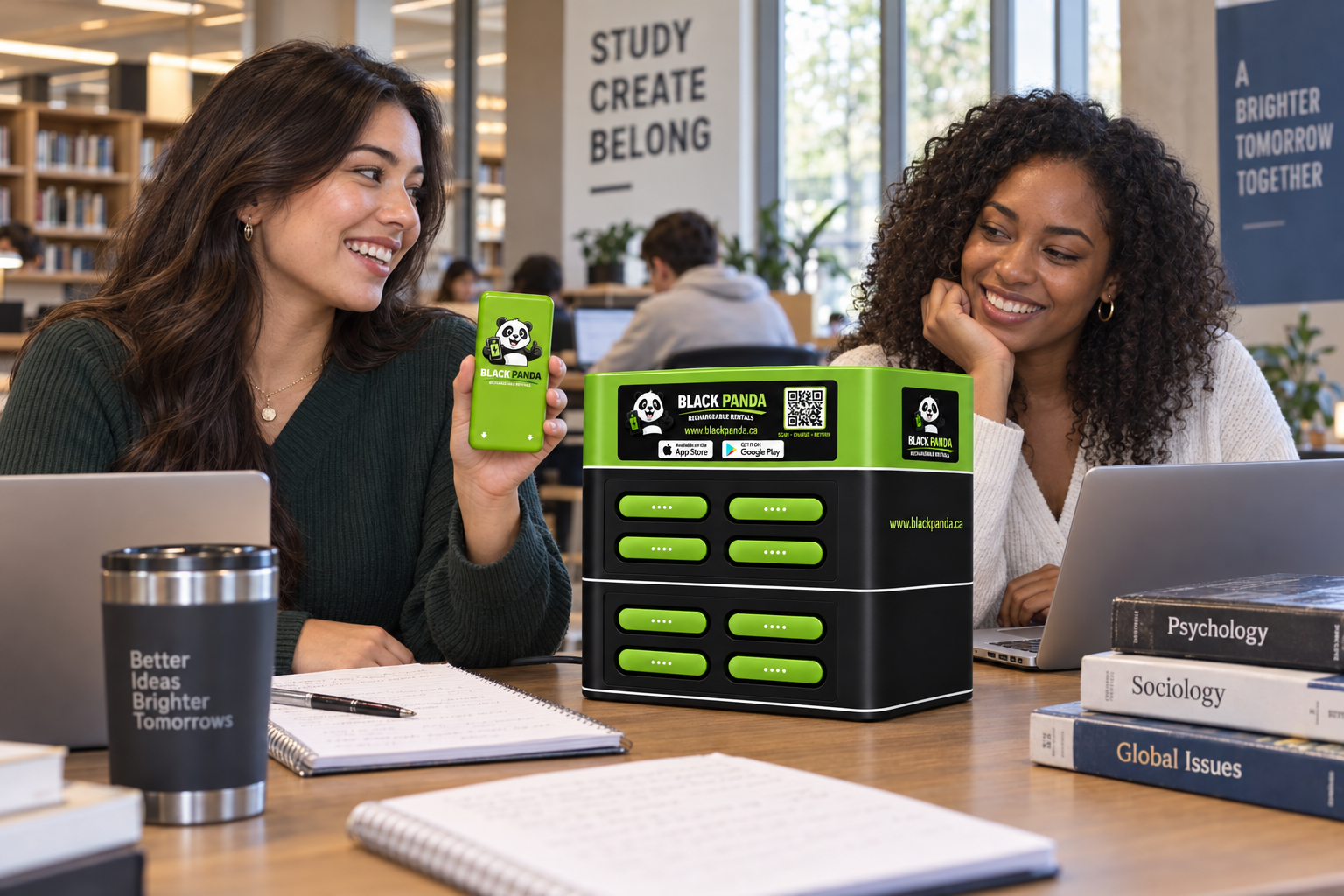 Black Panda compact charging station for an office or café